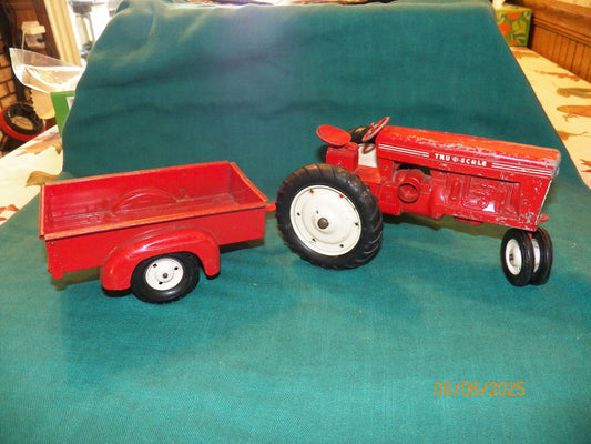 Vintage Tru-Scale Red Tractor & Wagon/Trailer