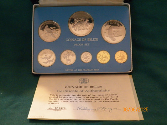 1976 Franklin Mint Coinage of Belize SILVER Proof set.