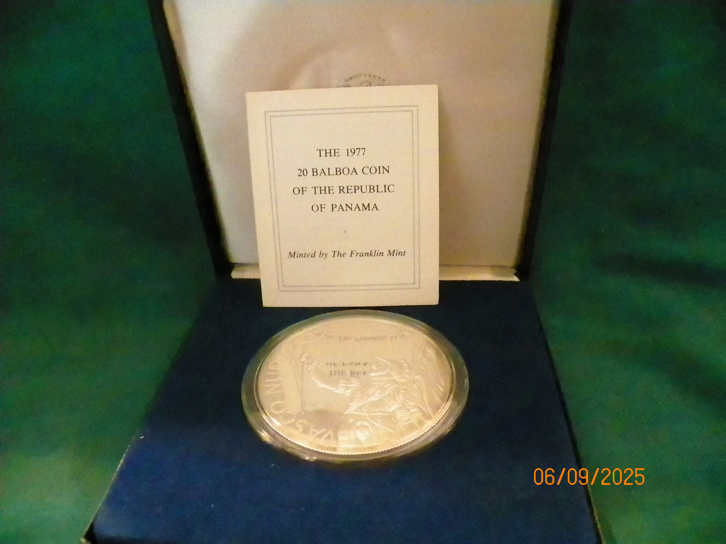 1977 Franklin Mint 20 Balboa Coin of The Rebulic of Panama