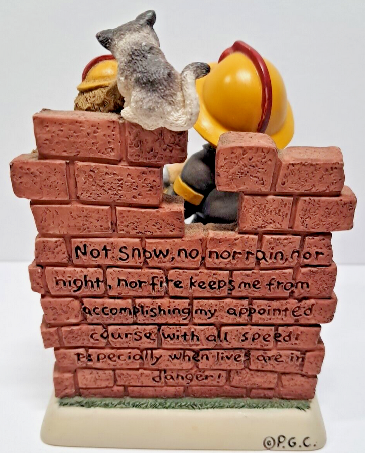 Vintage Pavilion Gift Company "Humble Hero" Zingle-Berry Fire Fighter and Bear